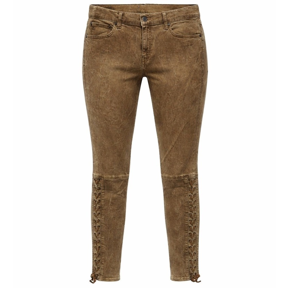 Polo Ralph Lauren Tompkins Lace-Up Skinny Jeans Women 29 Brown Moto Boho Western